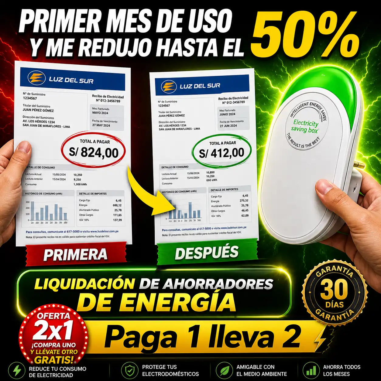 2x1 EcoVolt Pro 💸 Dispositivo Ahorrador de Luz – Reduce tu Consumo 40% de luz. OFERTA SOLO HOY